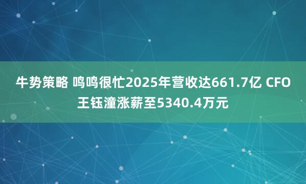 牛势策略 鸣鸣很忙2025年营收达661.7亿 CFO王钰潼涨薪至5340.4万元
